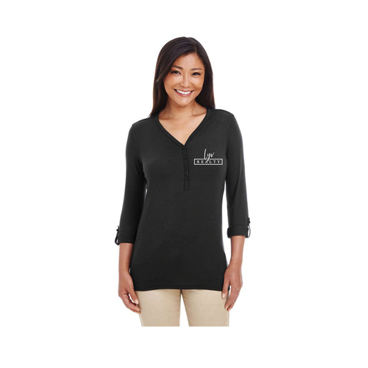 Women's Perfect Fit™ Y-Placket Convertible Sleeve Knit Top