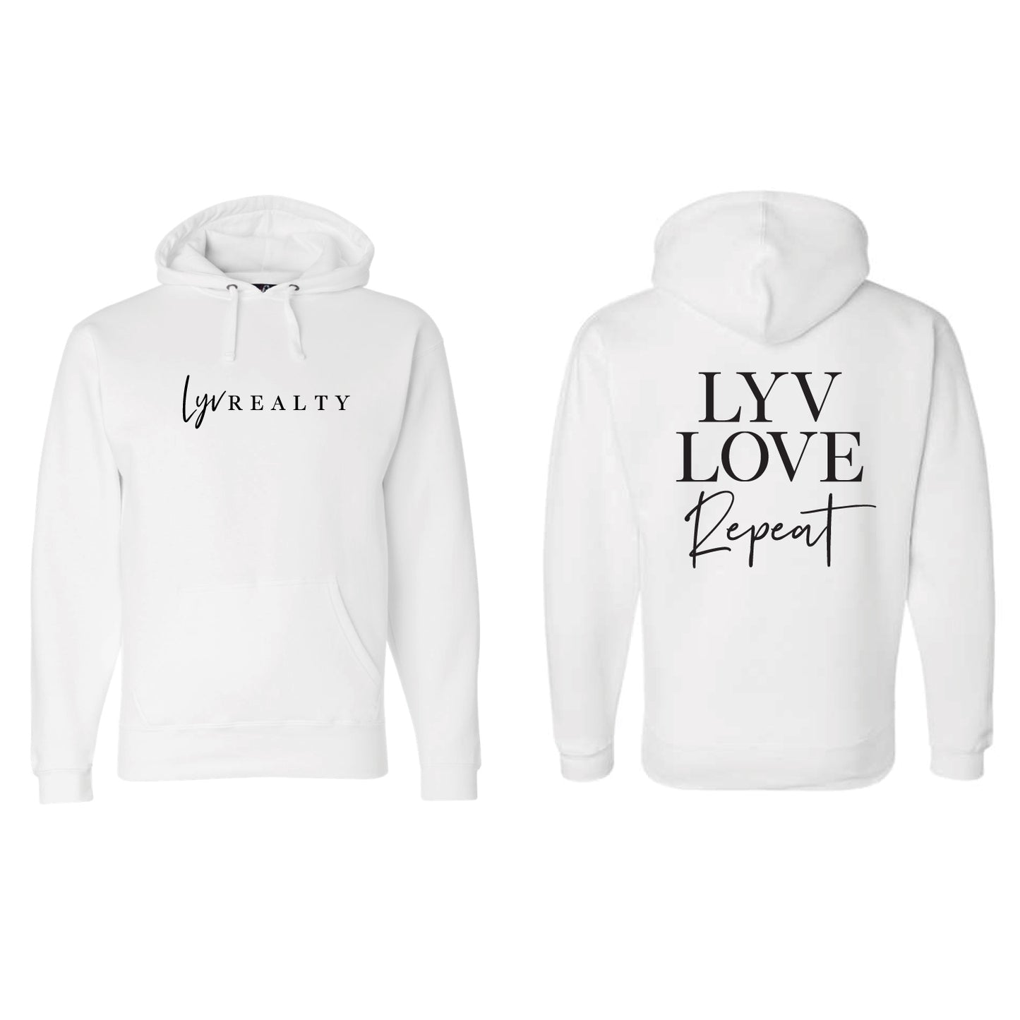 J. America Men's Premium Hooded Sweatshirt - White LYV LOVE REPEAT