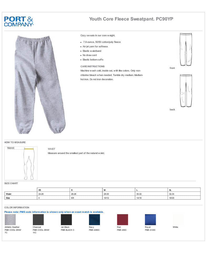 Port & Company® Youth Core Fleece Sweatpant