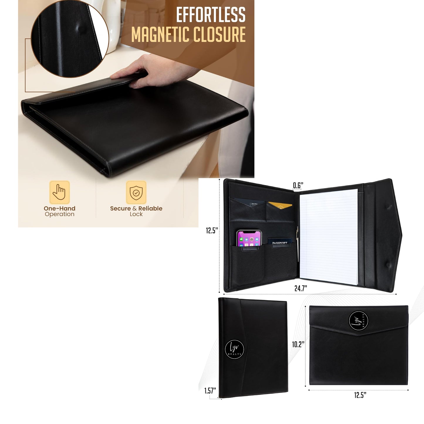 LYV Trifold Padfolio - Magnetic Closure