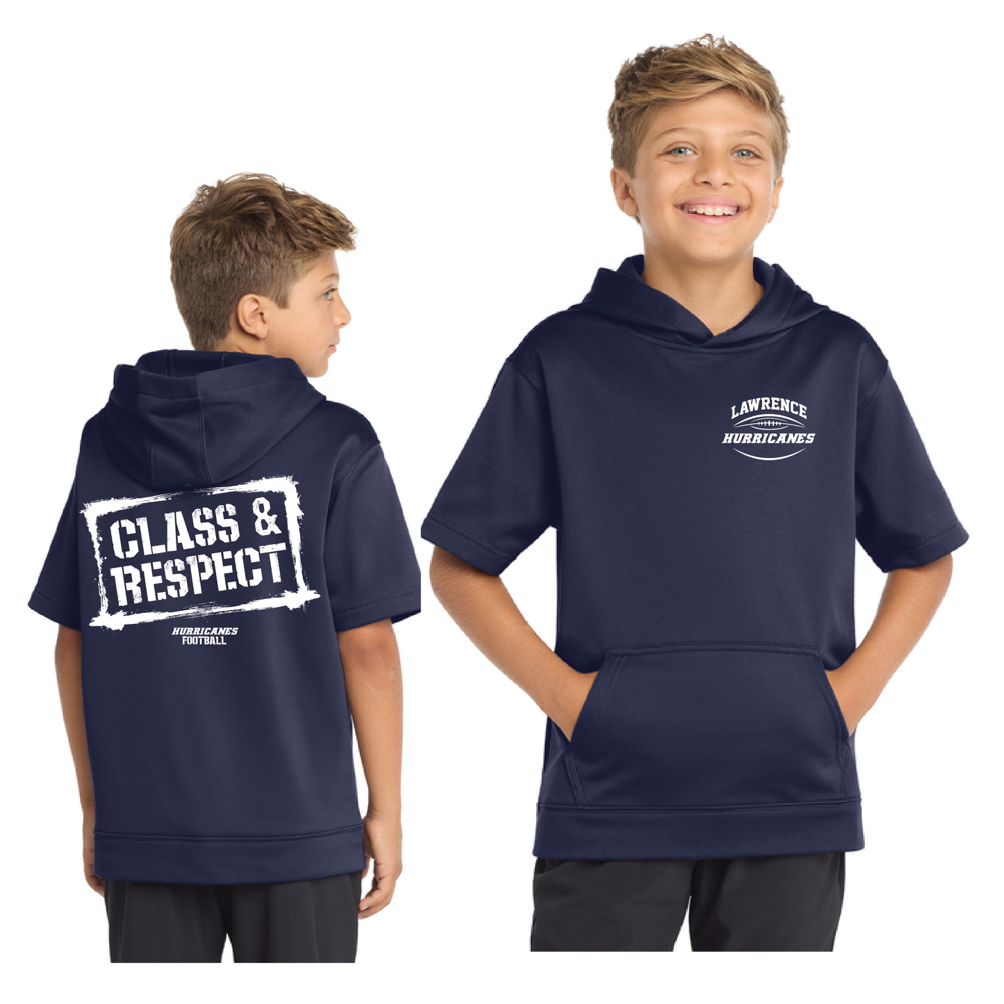 YOUTH & ADULT SportTek Sport-Wick Fleece Short Sleeve Hooded Pullover