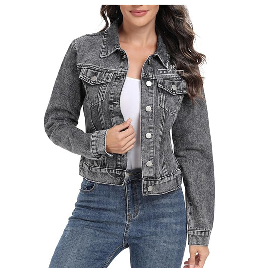 andy & natalie Women's  Basic Button Down Crop Jean Shacket - Black Jean