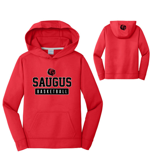 Saugus B-Ball Port & Co Performance Fleece Pullover Hooded Sweatshirt