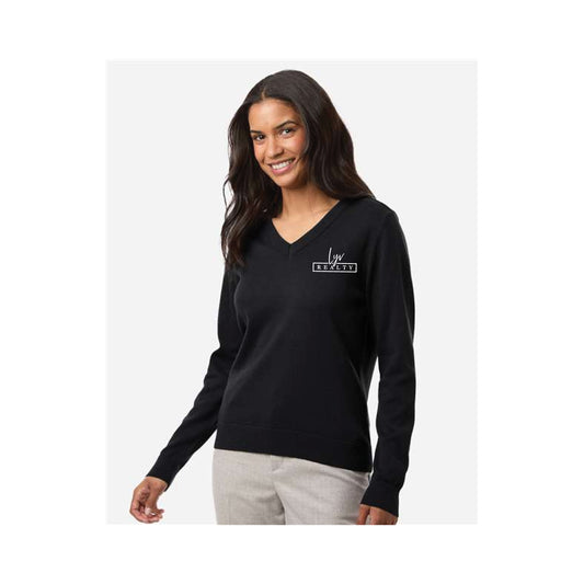 Devon & Jones Women's New Classics V-Neck Sweater embroidered Logo