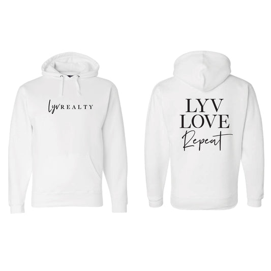 J. America Men's Premium Hooded Sweatshirt - White LYV LOVE REPEAT