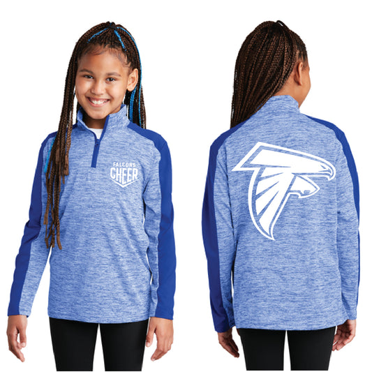 Cheer Sport-Tek ® Youth PosiCharge ® Electric Heather Colorblock 1/4-Zip Pullover