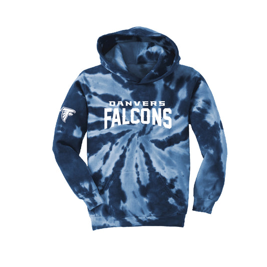 Danvers Falcons V2  Port & Company® Youth Tie-Dye Pullover Hooded Sweatshirt