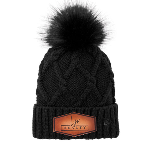 LYV New Era® Faux Fur Pom Beanie With Leather Patch