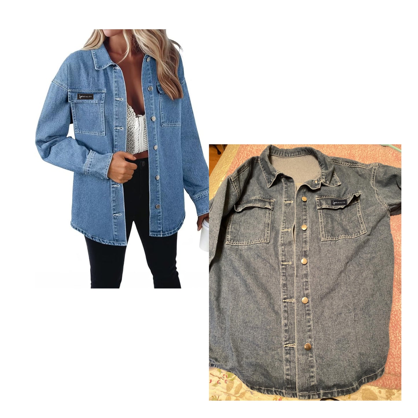 Astylish Women's Oversized Denim Button Down Shirt