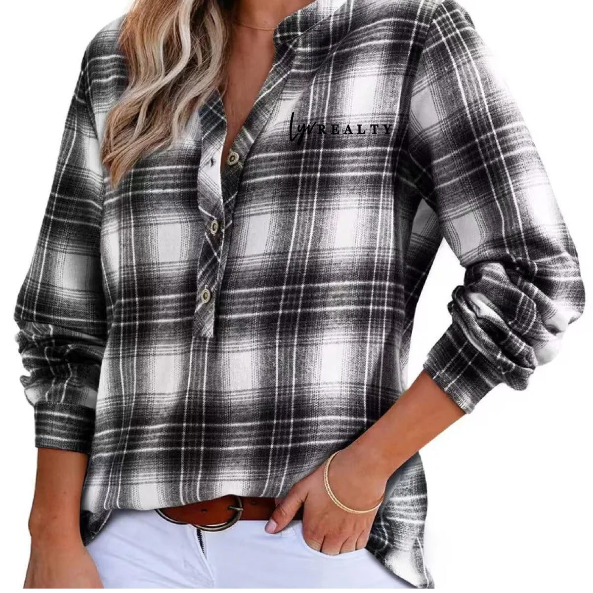 LYV pullover Button Plaid Shirt